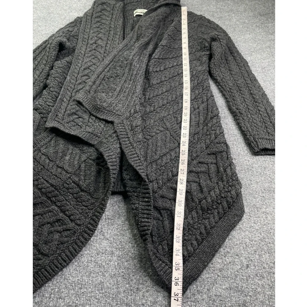 Aran Crafts Cardigan Womens L Gray 100% Merino Wool Cable Knit Made in Ireland